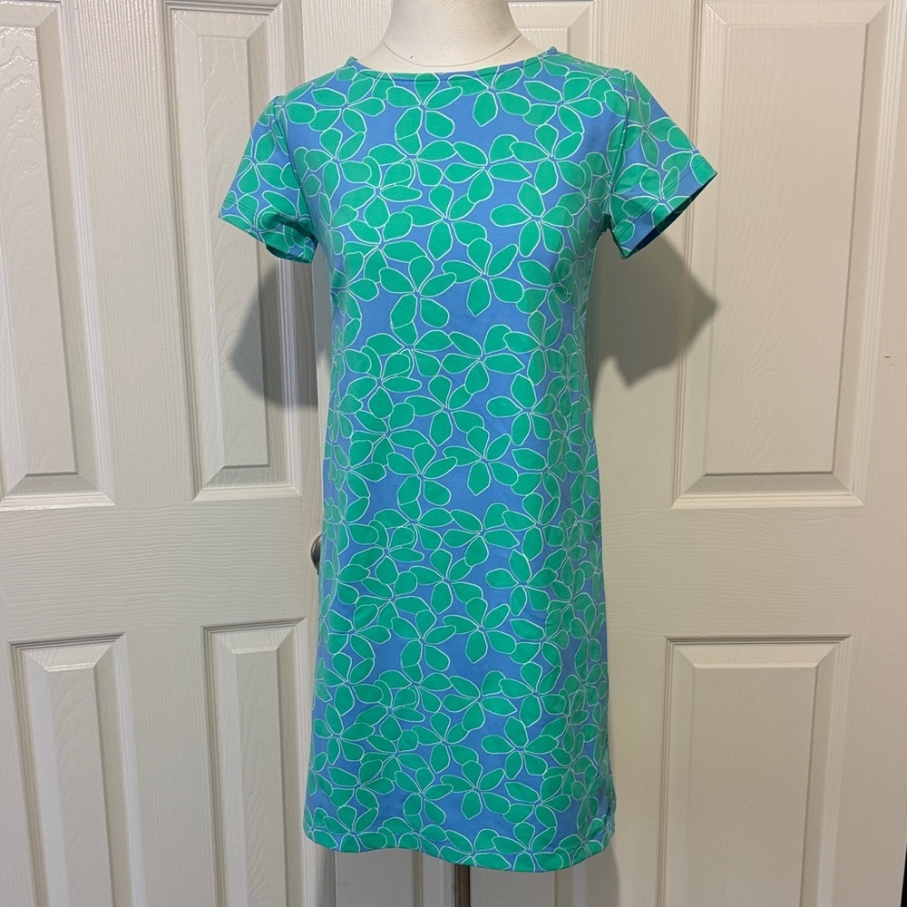 Sailor Sailor Marina Dress Blue Green Flowers Wrinkle Resistant UPF50+ Outdoor